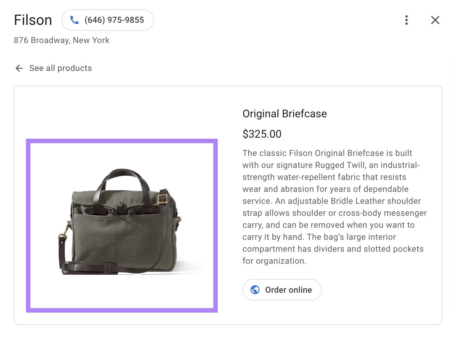 A well-lit, centered, and clearly focused product photo highlighted on a GBP listing.