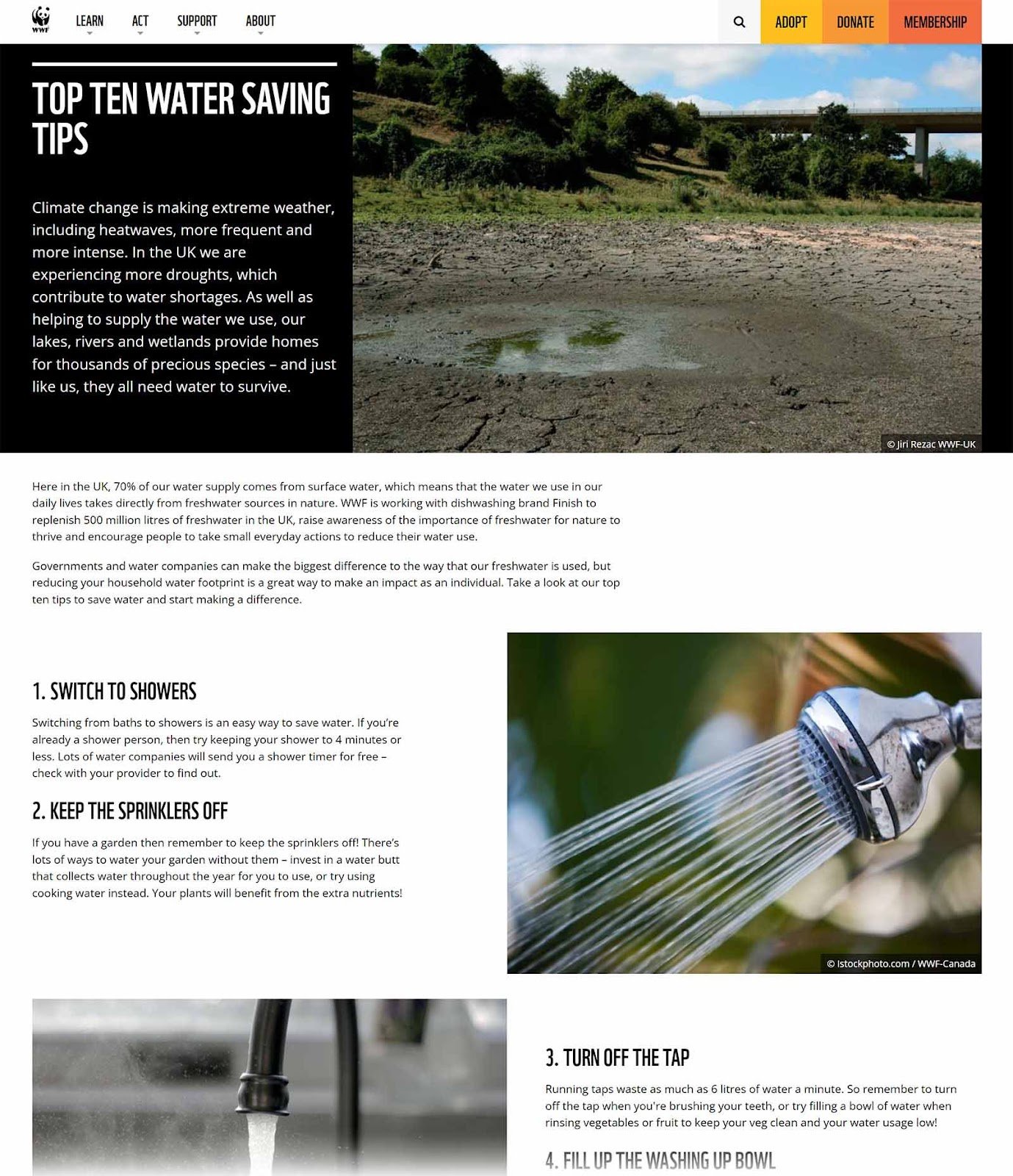 Top ten water saving tips post by wwf